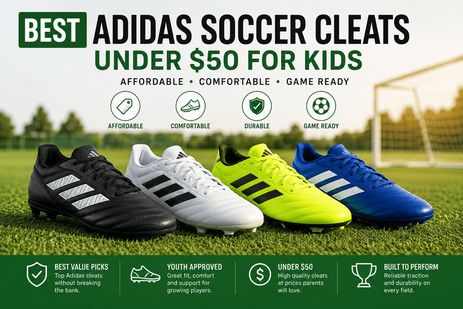 Best Adidas soccer cleats under $50 for kids