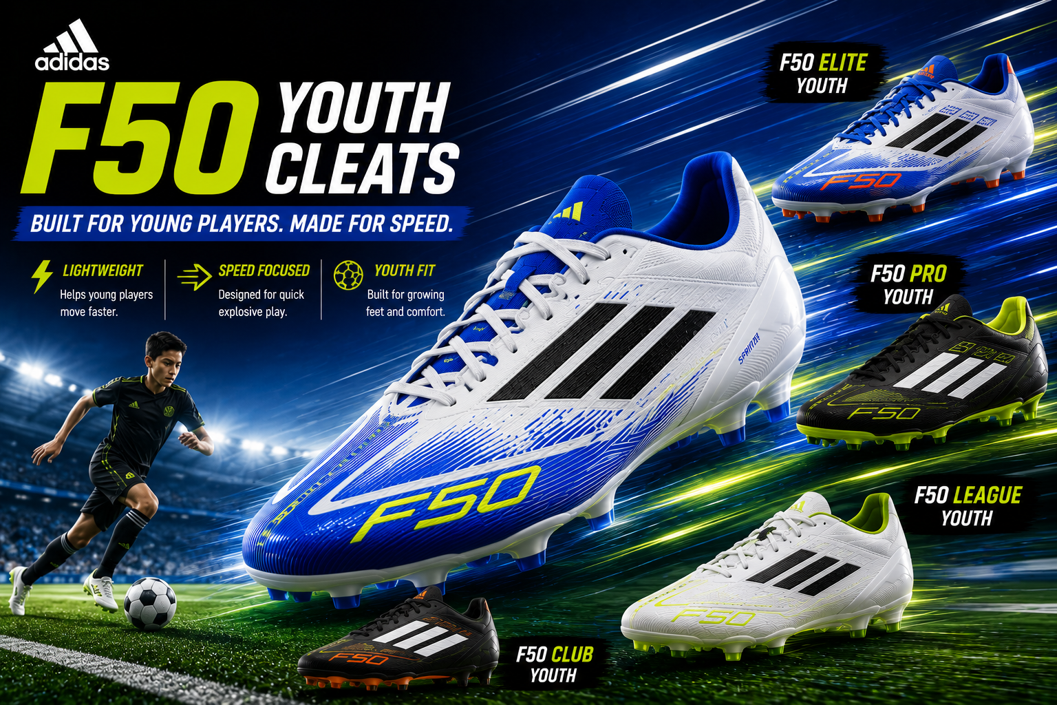 Adidas F50 youth cleats best F50 models for kids