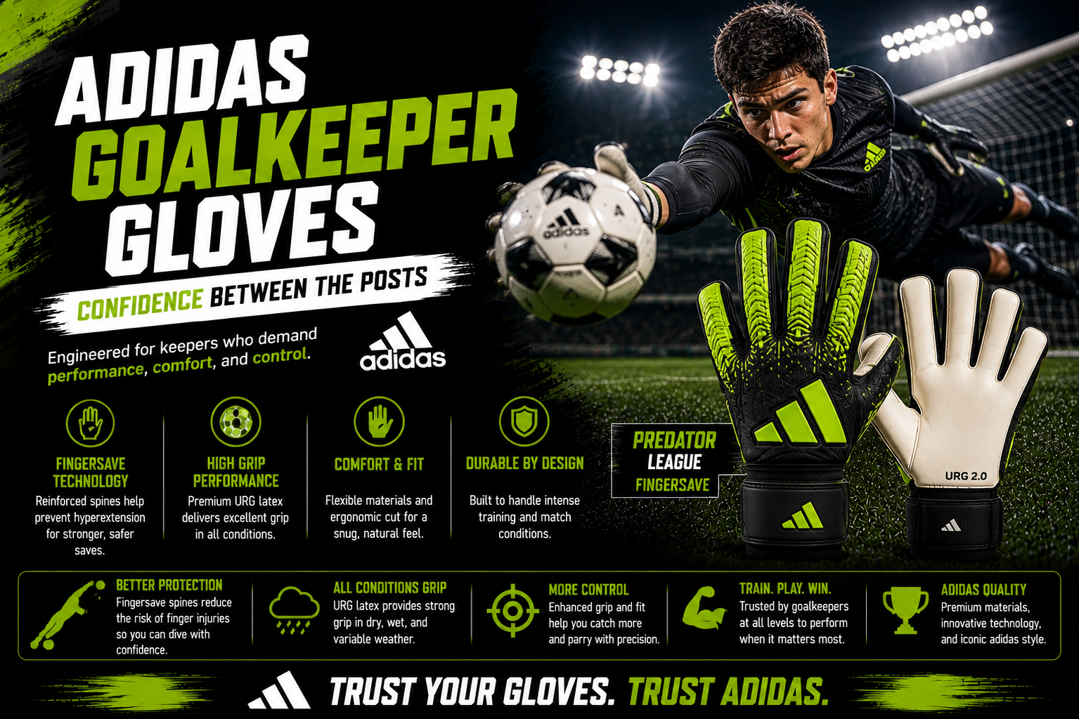 Adidas goalkeeper gloves compared for grip protection and performance