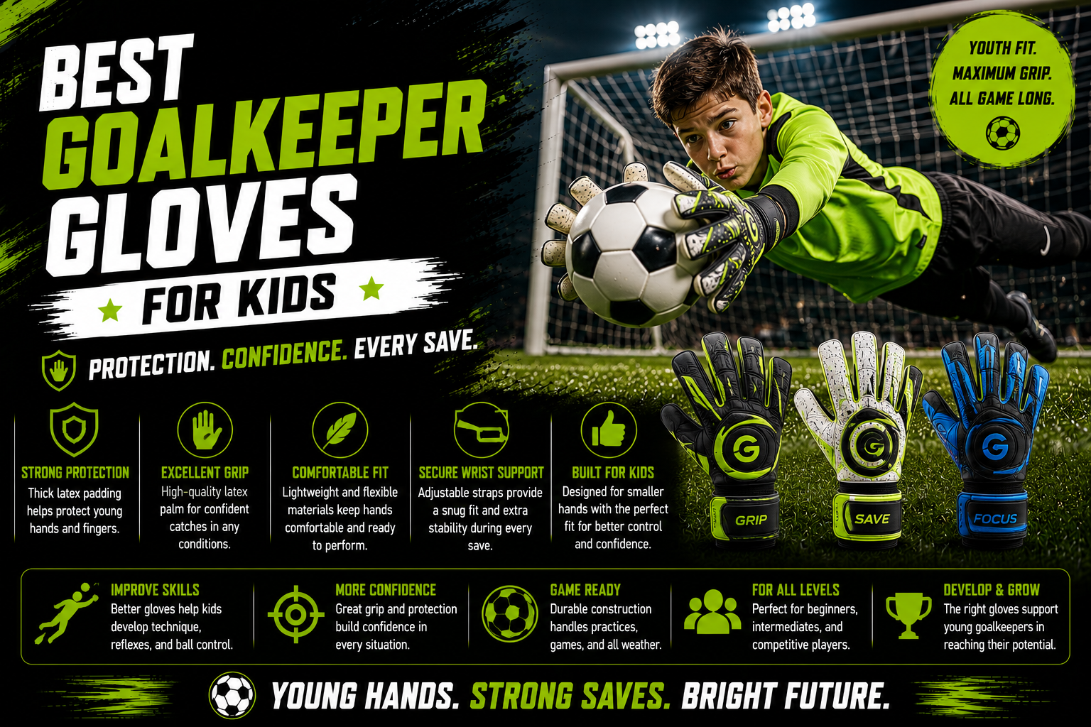 Best goalkeeper gloves for kids with comfort grip and protection