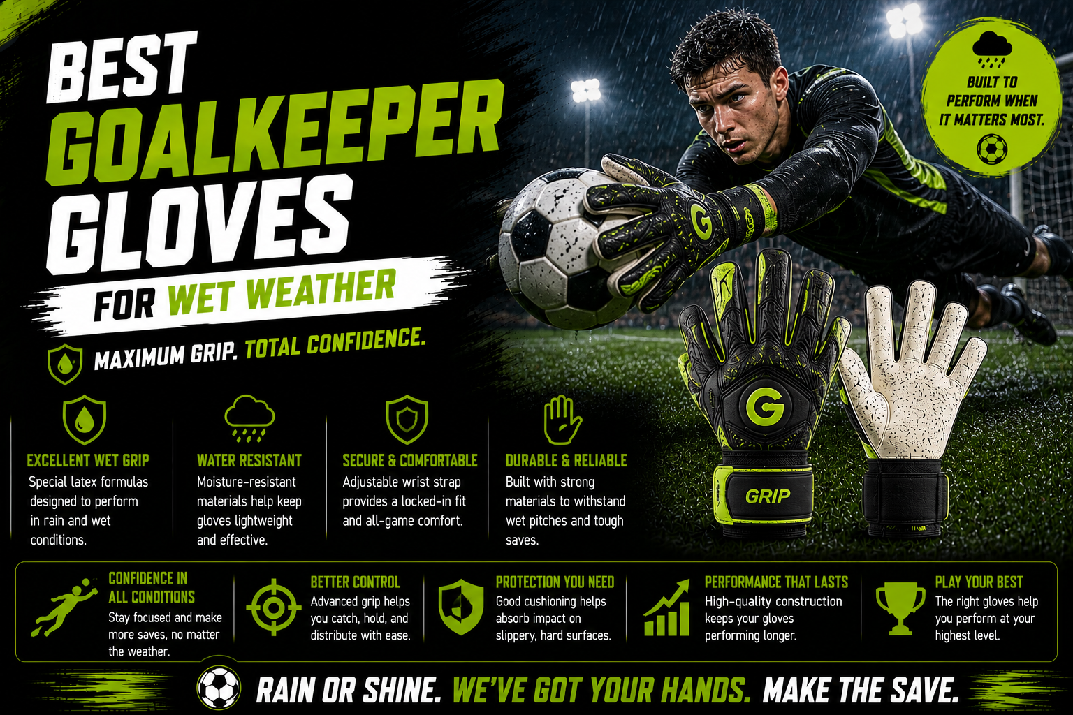 Best goalkeeper gloves for wet weather and rain grip
