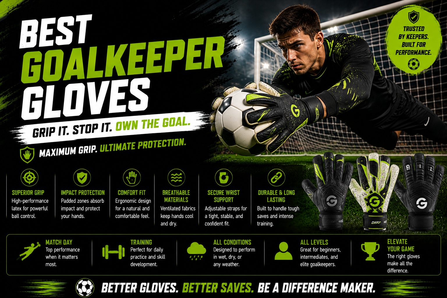 Best goalkeeper gloves for grip protection and performance