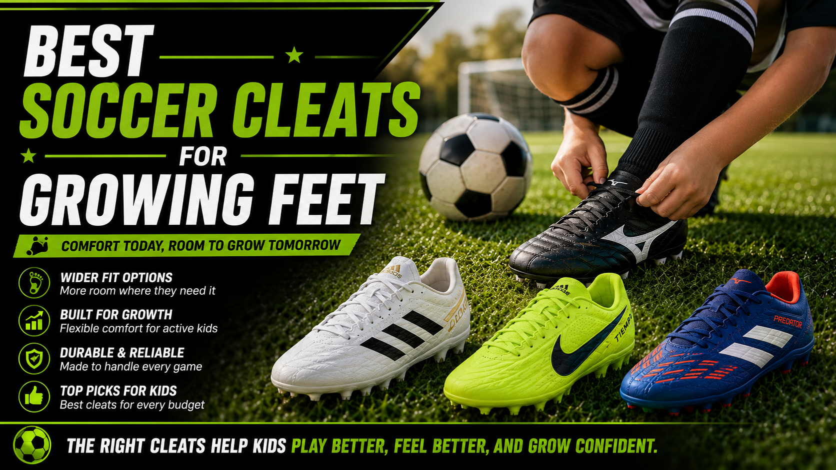 Best soccer cleats for growing feet for kids and youth players