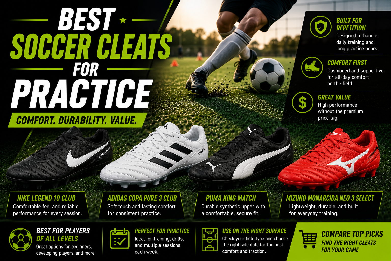 Best soccer cleats for practice for kids and youth players