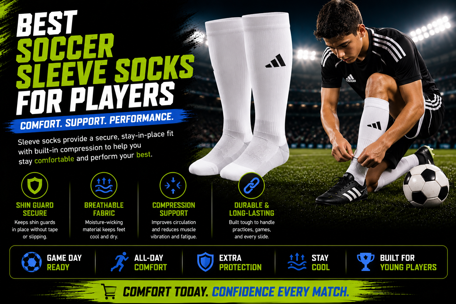 Best soccer sleeve socks for shin guards and grip sock setups