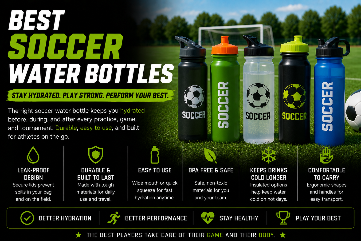Best soccer water bottles for players and teams