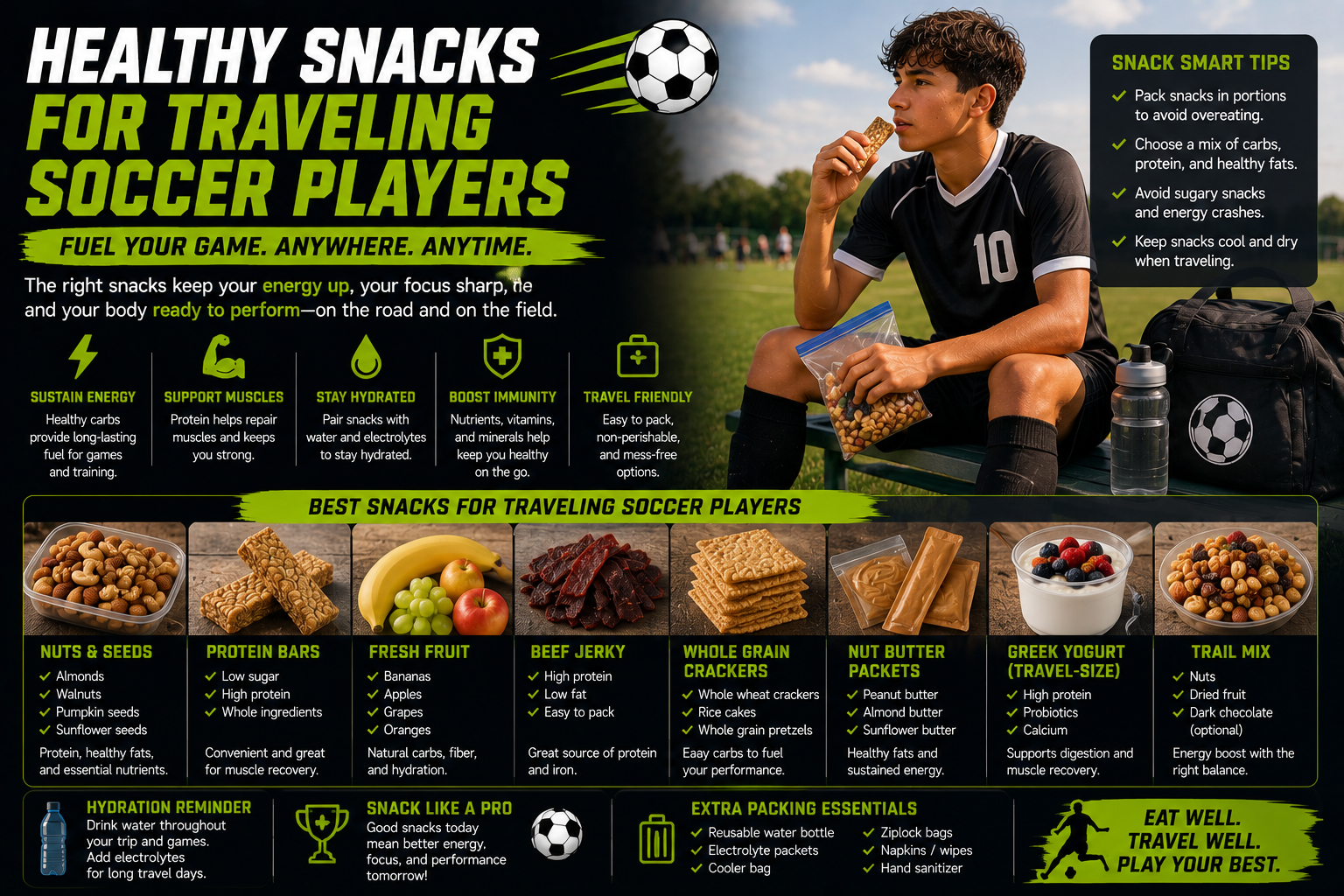Healthy snacks for traveling soccer players easy travel fuel