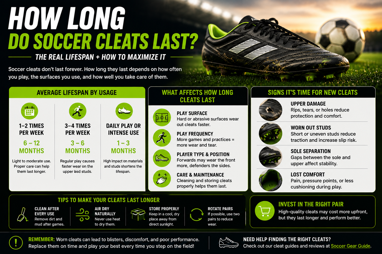 How long do soccer cleats last for kids and youth players