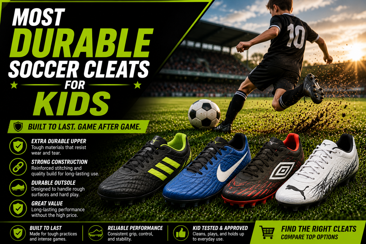 Most durable soccer cleats for kids and youth players