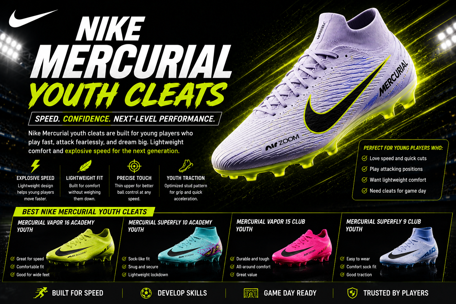 Nike Mercurial youth cleats best Mercurial models for kids