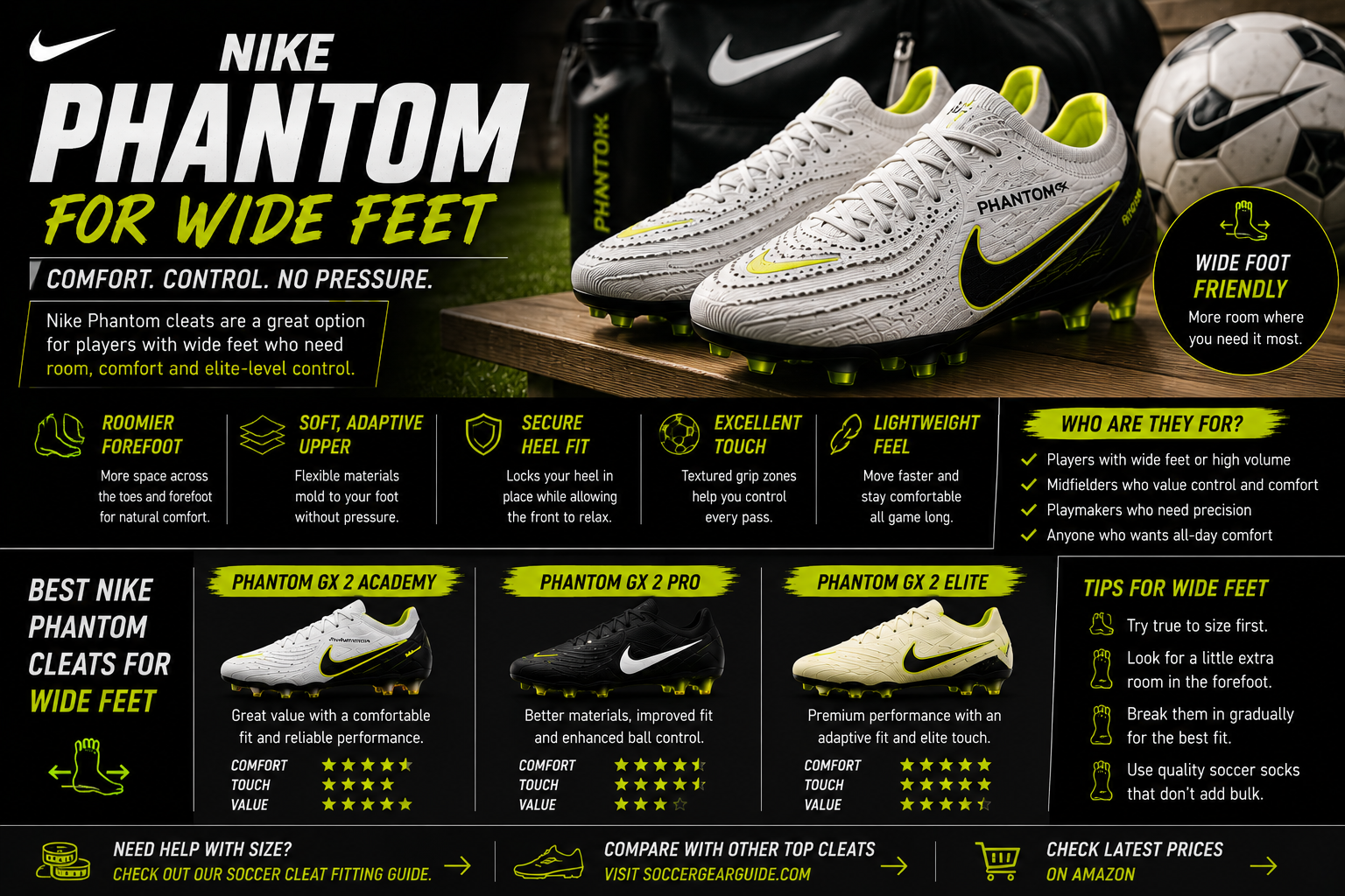 Nike Phantom for wide feet fit guide and best options