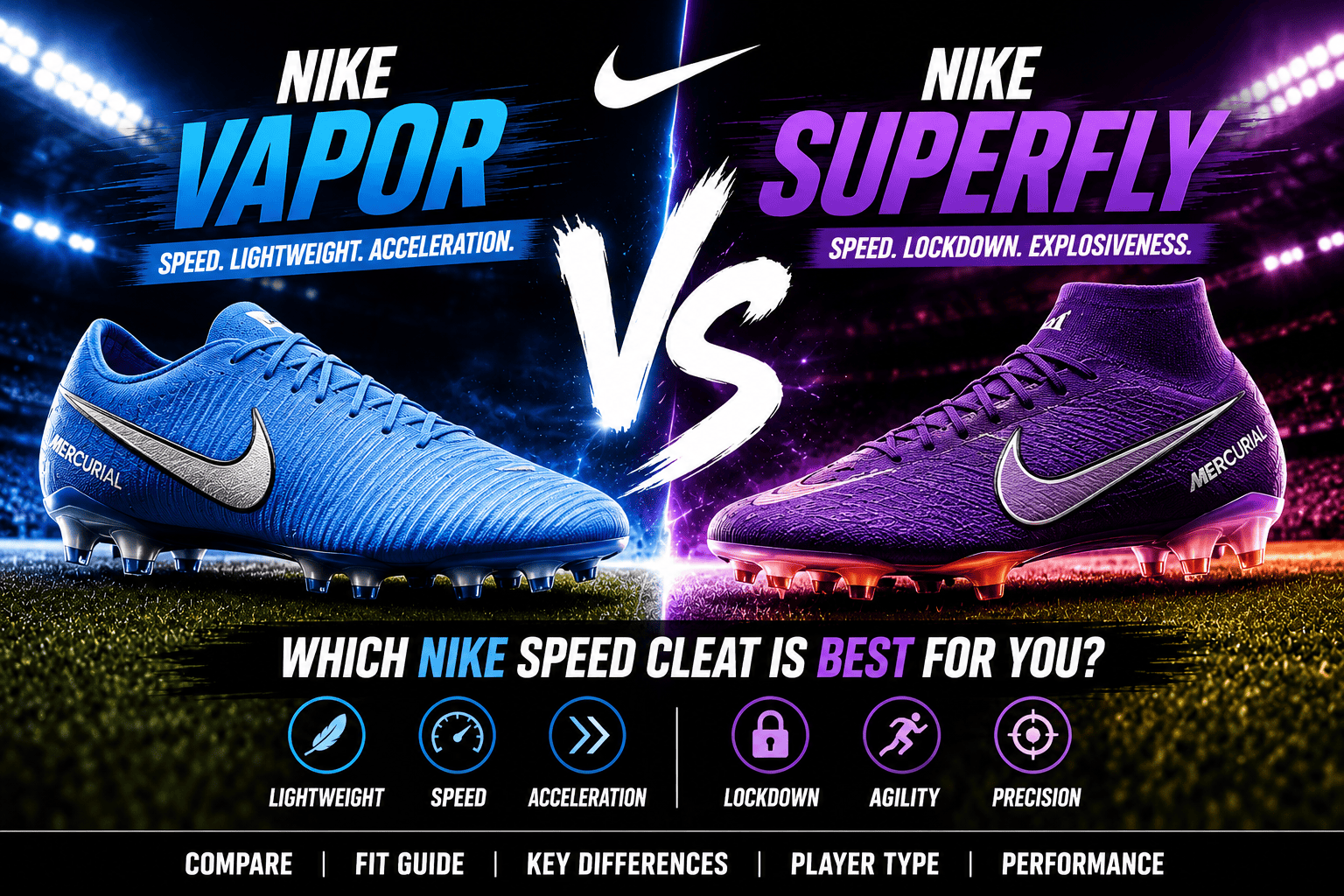 Nike Vapor vs Nike Superfly youth soccer cleats comparison