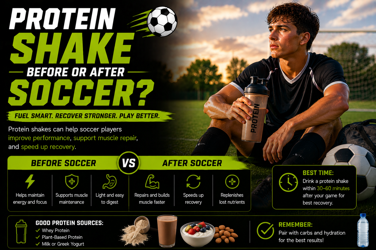 Protein shake before or after soccer best timing guide