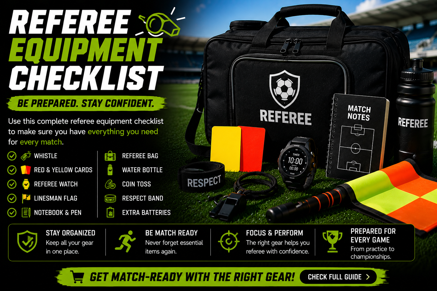 Referee equipment checklist for soccer officials