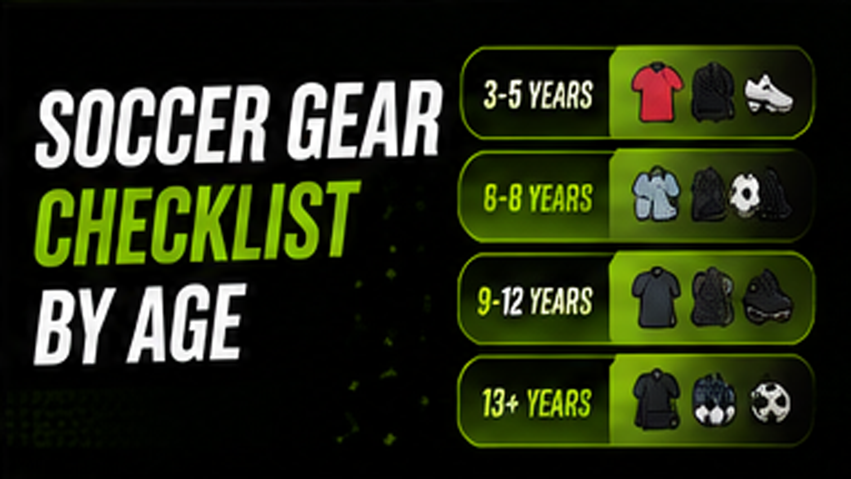 Soccer gear checklist by age for kids and youth players