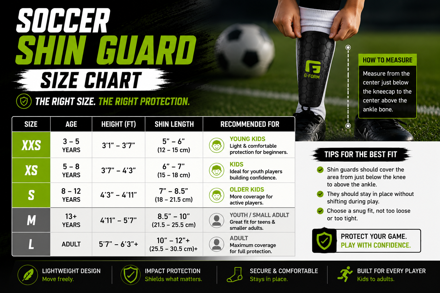 Soccer Shin Guard Size Chart Find Your Perfect Fit By Height Age Soccer Shin Guard Size Chart Find Your Perfect Fit By Height Age