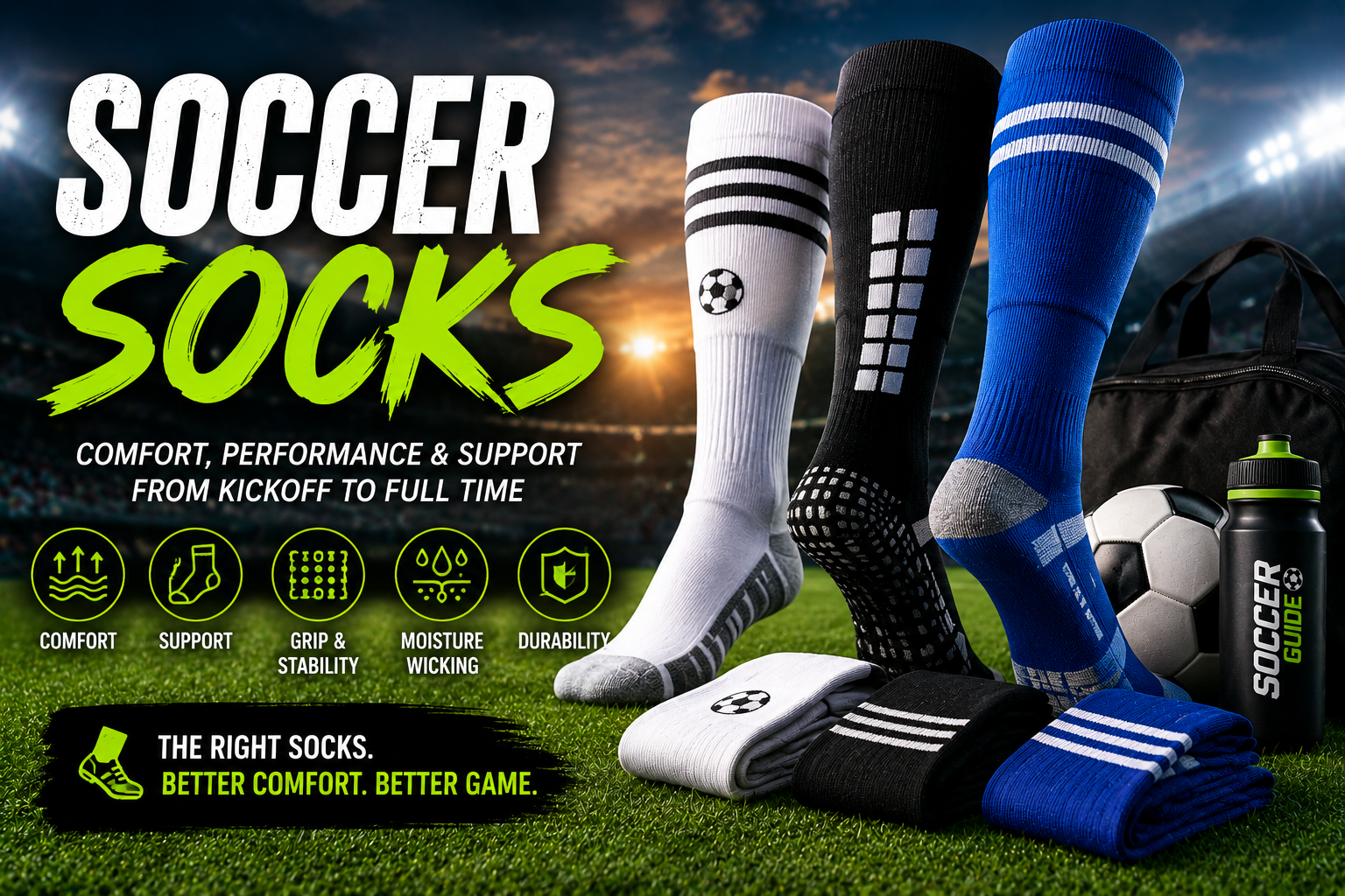 Soccer socks guide with grip socks sleeve socks compression socks and shin guard fit