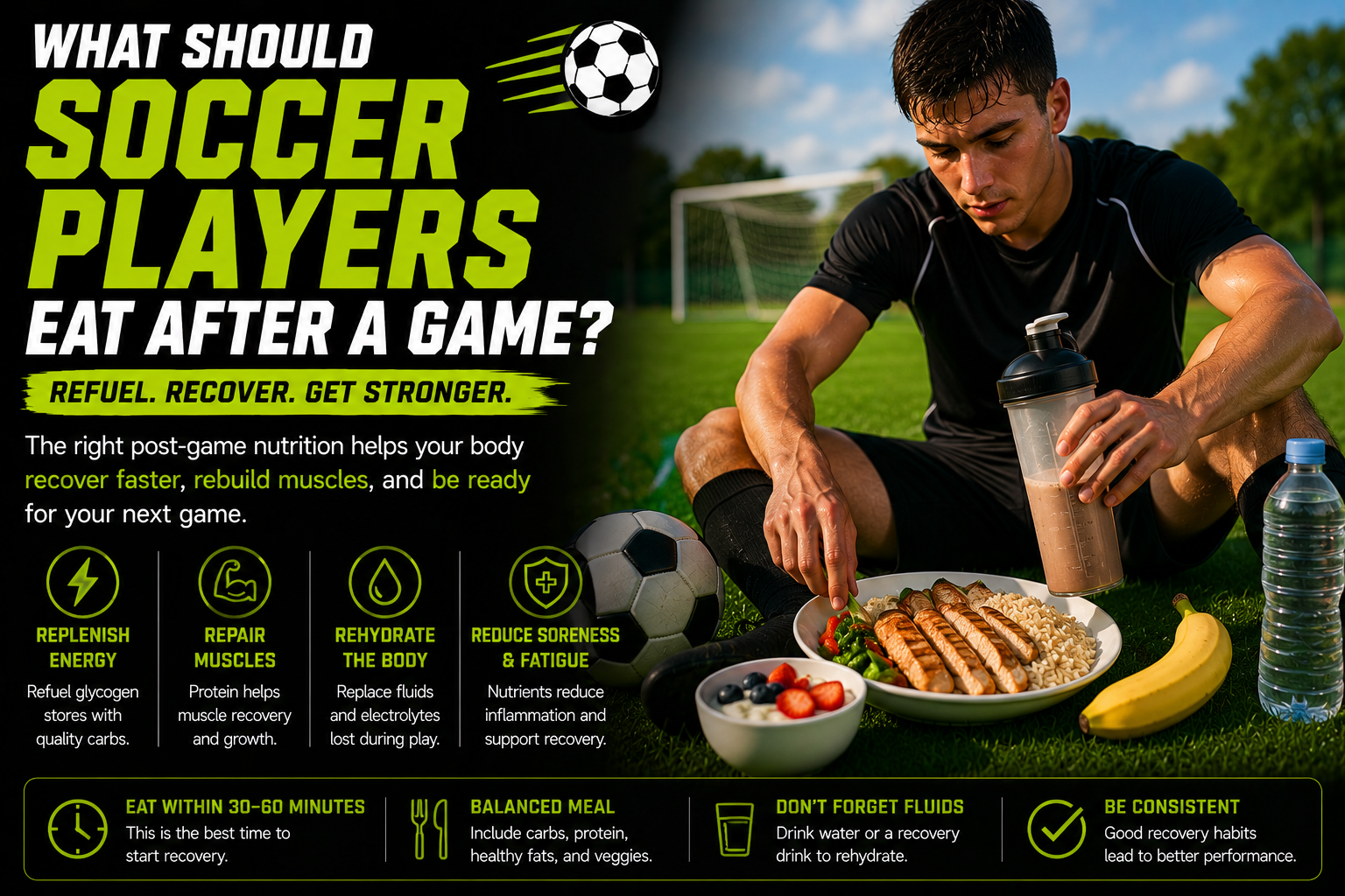 What should soccer players eat after a game recovery nutrition guide