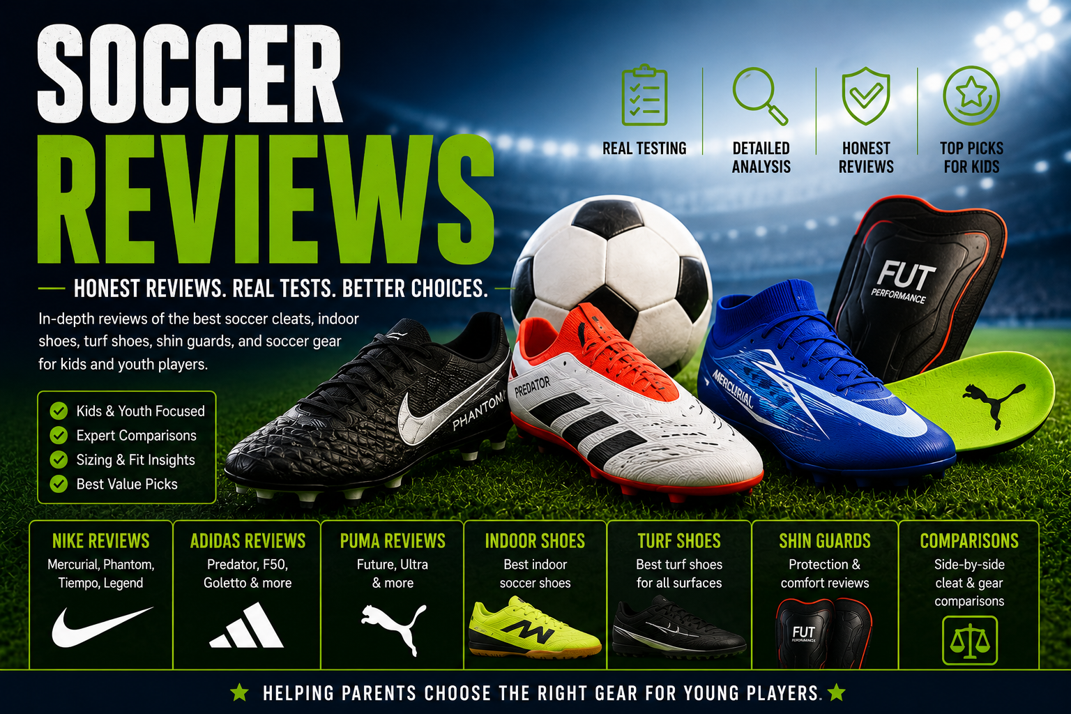 Soccer cleat reviews and soccer gear reviews for kids and youth players