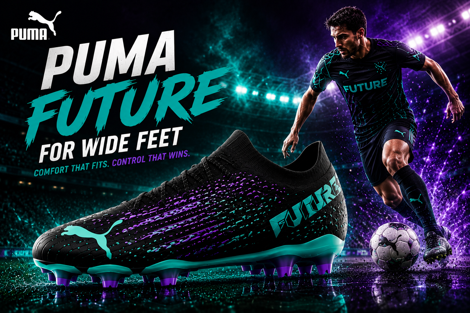 Puma Future soccer cleats for wide-footed players touch control fit and traction guide
